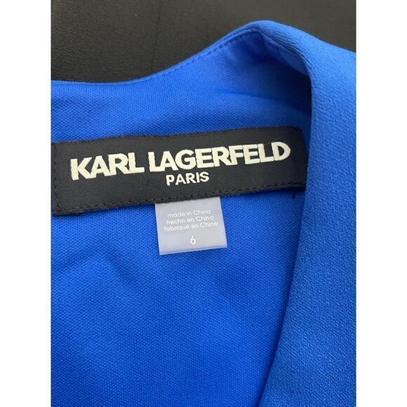 Karl Lagerfeld Black & Blue Color Block Crepe Gown Size 6 NWT - Picture 10 of 10
